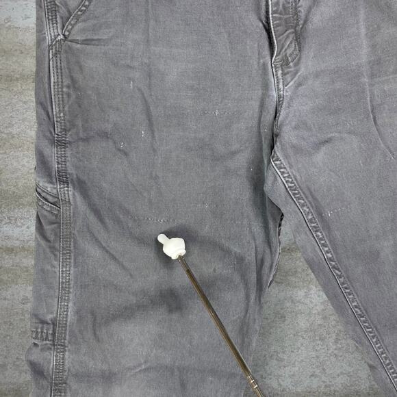 Vintage 90s Carhartt Carpenter Pants 36x28 Relaxed Fit Grey Canvas Dungarees - Picture 10 of 11